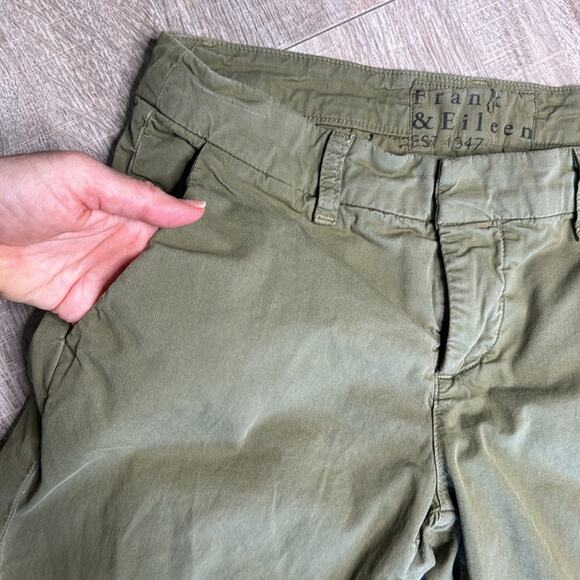 FRANK & EILEEN Wicklow Sage Mid Rise Cropped Raw Hem Pants Casual Women’s - Picture 4 of 10